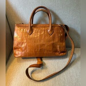 Just Campagne crocodile leather handbag with strap tan
